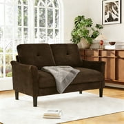 Aukfa 56 Small Sofa Couch Comfy Loveseat Sofa Mid Century Modern Sofa for Living Room Bedroom, Gray Brown
