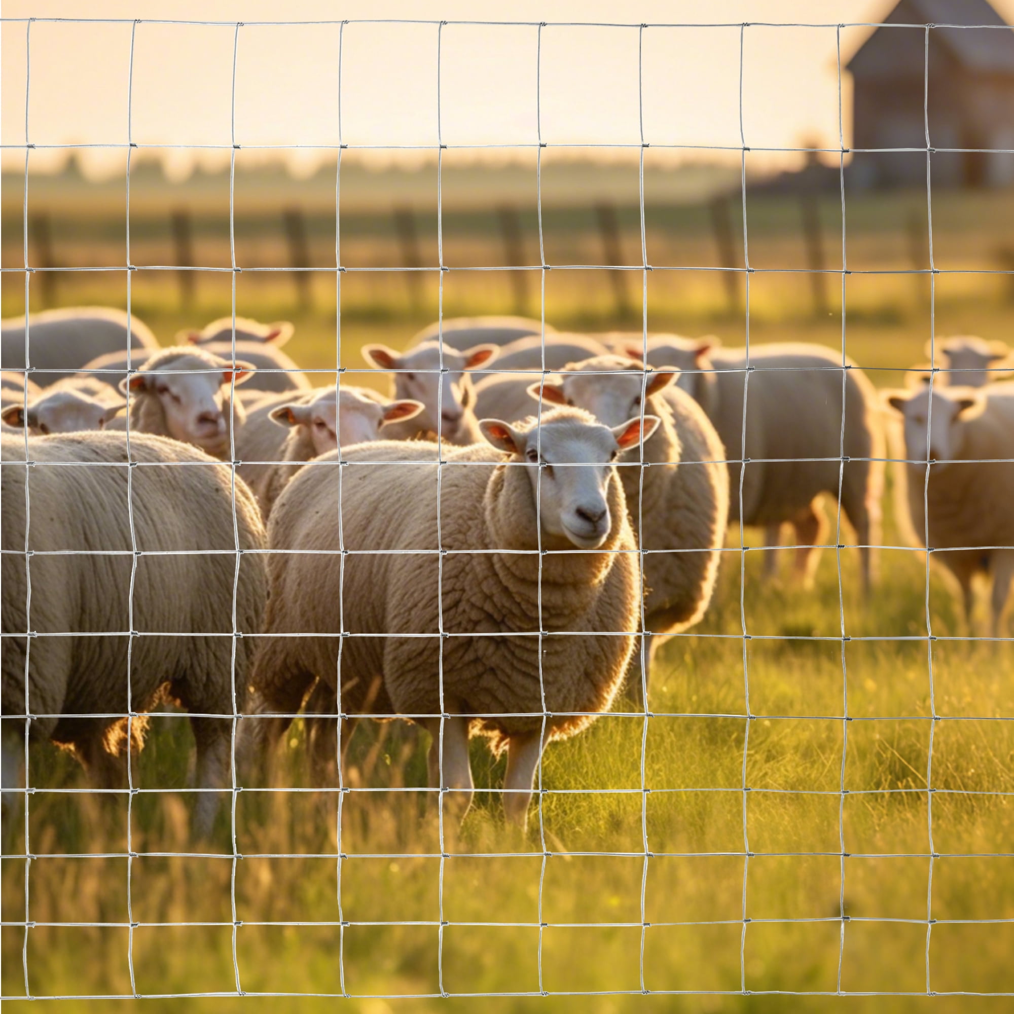 Aukfa 5x164 ft Galvanized Wire Fencing,Heavy Zinc Coating Farm Fence Used to Hog Goat Fencing for Yard Garden Field