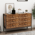 thumbnail image 1 of Aukfa 6 Drawer Dresser, 48.4"Wood Chest of Drawer w/ Anti-fall Device for Bedroom, Brown, 1 of 9