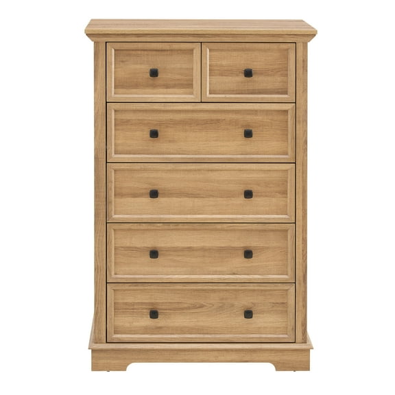 Aukfa 6 Drawer Dresser,Tall 6 Chest of Drawers for Bedroom/Hallway,Oak