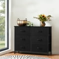 thumbnail image 1 of Aukfa 6 Drawer Dresser,Wide Chest of Drawers for Bedroom with Metal Frame for TV,Black, 1 of 7