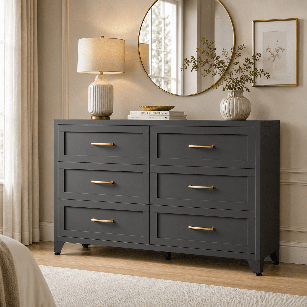 dresser with metal glides Wooden Six-Drawer Dresser with Metal Glides - Bed Bath & Beyond