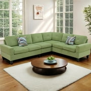 Aukfa 6-Seater L Shaped Sectional Sofa Modular Couch for Living Room, 2Pillows, Flannel, Apple-Green