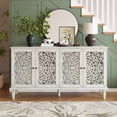 thumbnail image 1 of Aukfa 60" Antique Buffet Cabinet with Floral Carved Doors, Solid Wood Sideboard TV Stand for Kitchen Dining Living Room,White, 1 of 8