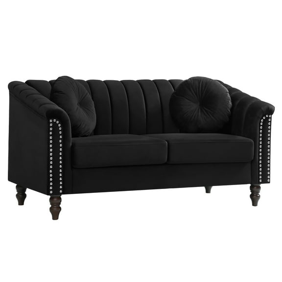 Aukfa 60" Loveseat Sofa Couch, Contemporary Sleep Sofa for Living Room Furniture Sets, Black