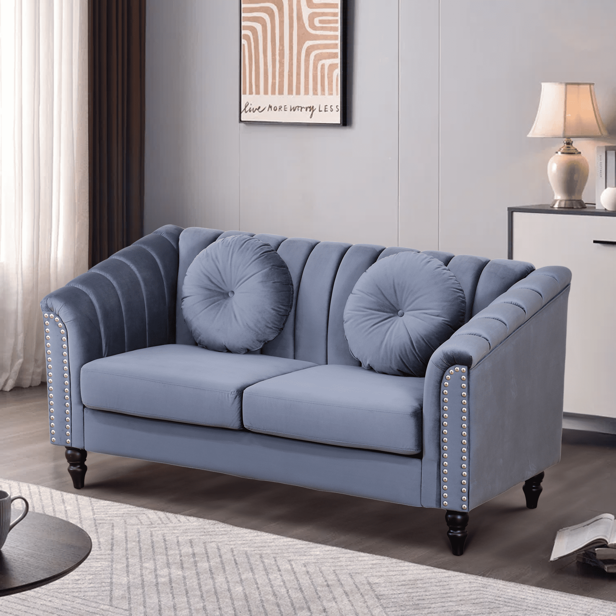 Aukfa 60" Loveseat Sofa Couch, Contemporary Sleep Sofa for Living Room Furniture Sets,Gray
