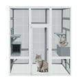 thumbnail image 1 of Aukfa 62.6" Wooden Catio Outdoor Pet Large Cat House with Anti-UV & Waterproof Top,Gray, 1 of 8
