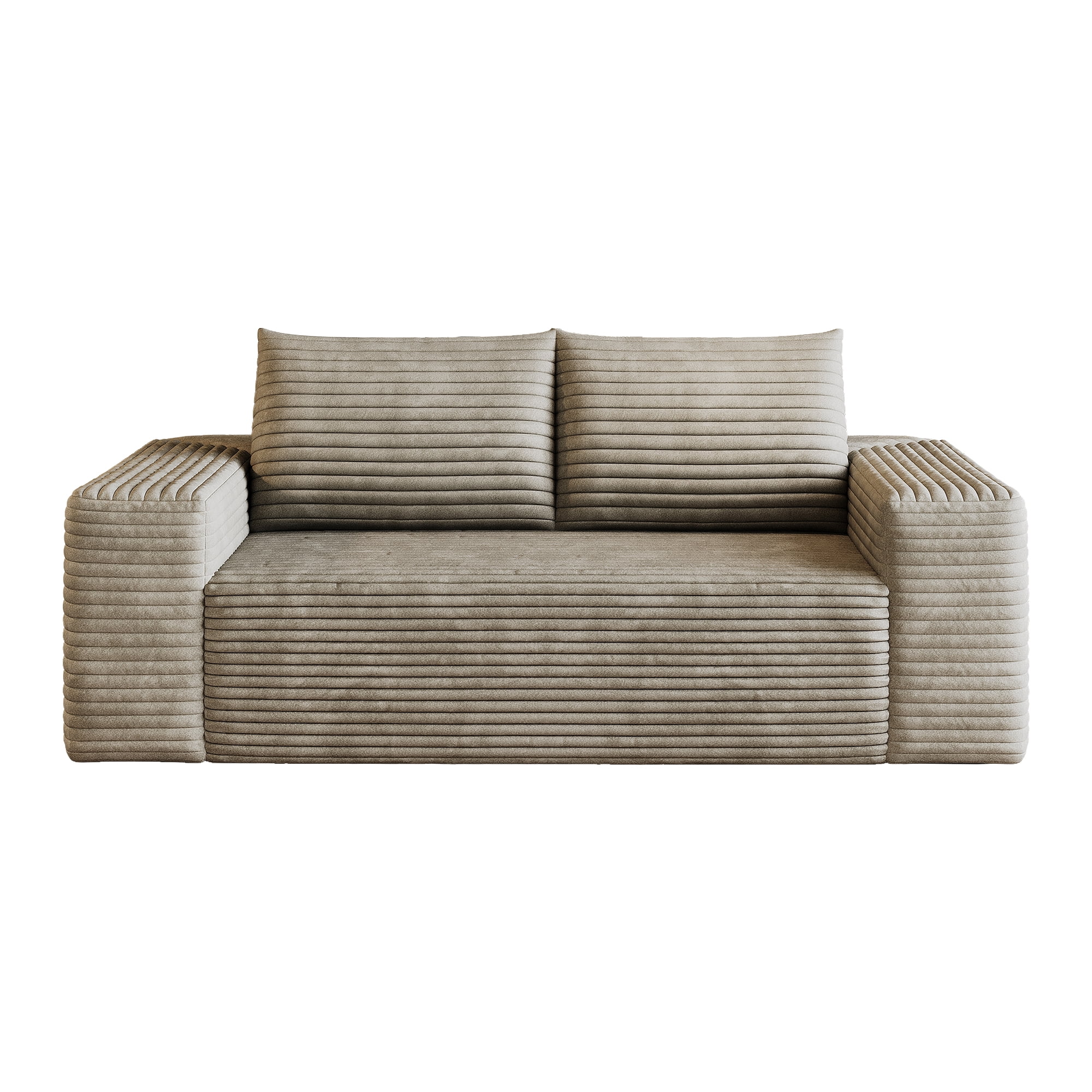 Aukfa 63" 2-Seater Corduroy Sofa, Deep Seat Loveseat Couch with High-Density Foam, No Assembly Comfy Boneless Sofa for Living Room & Apartment, Camel