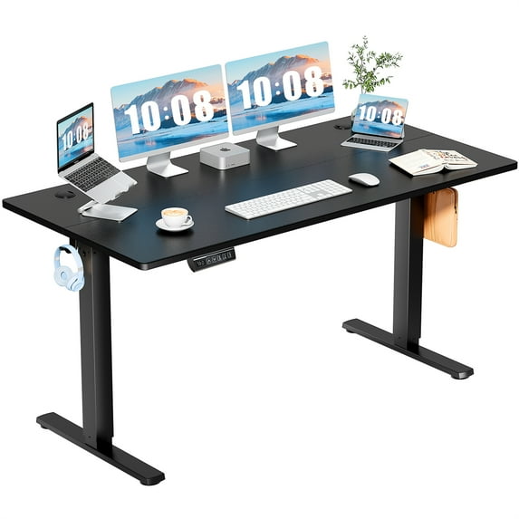 Aukfa 63" Electric Standing Desk, Adjustable Height Stand up Desk for Home Office, Black