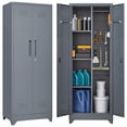 thumbnail image 1 of Aukfa 65" Metal Garage Storage Cabinets, Lockable Broom Closet Storage Cabinet with Shelves for Basement/Office/Laundry Room, Gray, 1 of 7