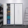 thumbnail image 1 of Aukfa 65" Metal Garage Storage Cabinets, Lockable Broom Closet Storage Cabinet with Shelves for Basement/Office/Laundry Room, White, 1 of 8