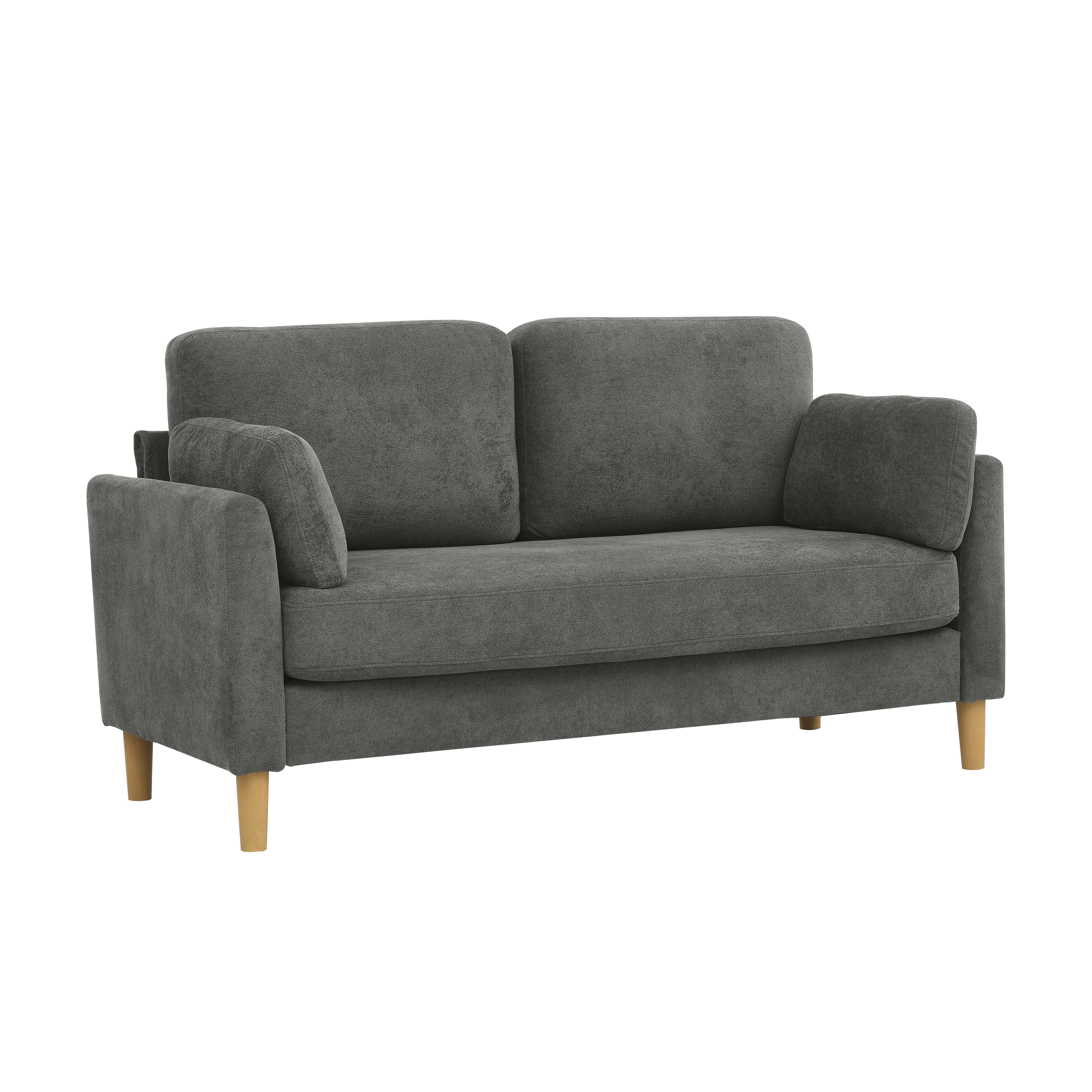 Aukfa 66" Modern Sofa, Minimalist Loveseat for Living Room, 2-Seater Couch w/ Plush Cushions, Gray