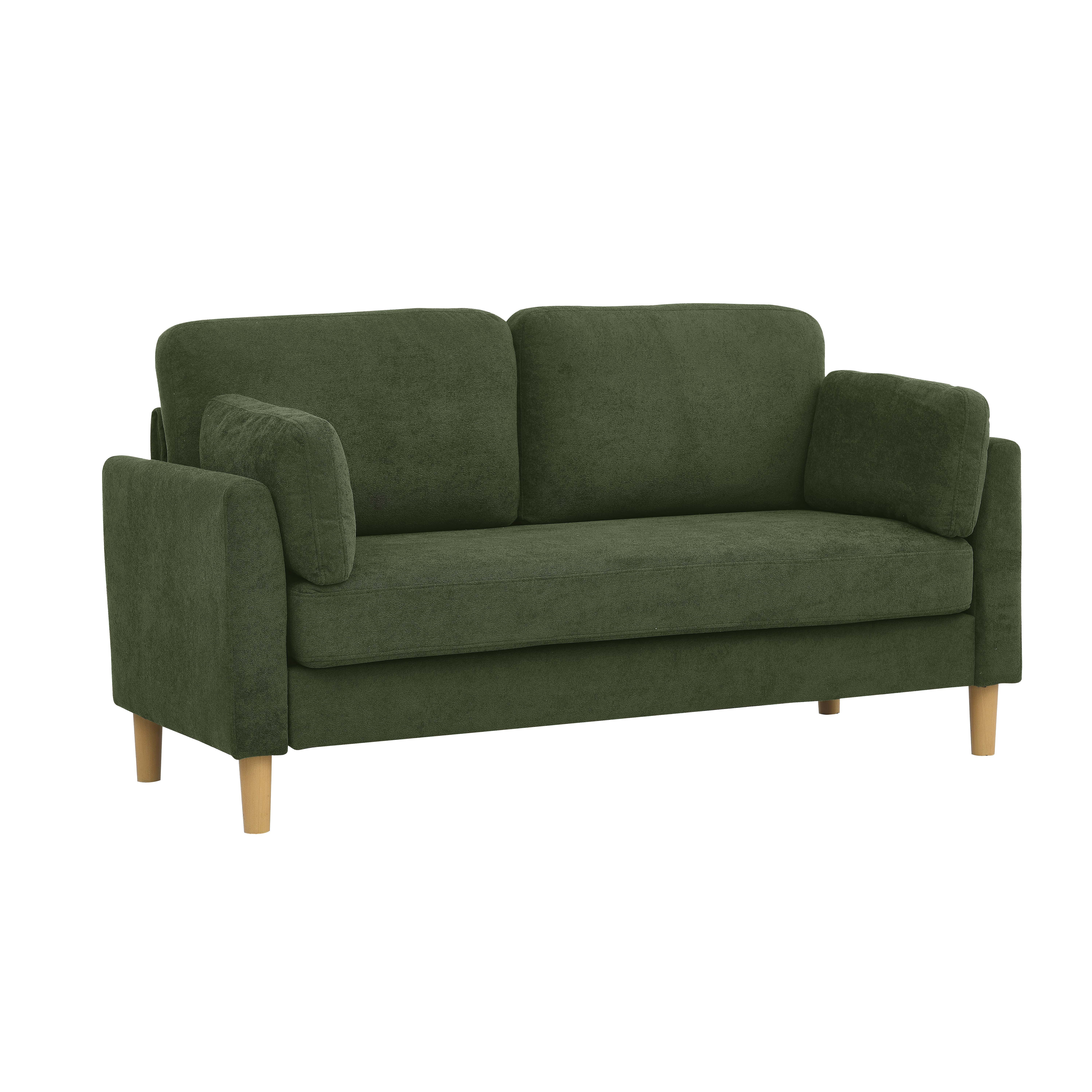 Aukfa 66" Modern Sofa, Minimalist Loveseat for Living Room, 2-Seater Couch w/ Plush Cushions, Green