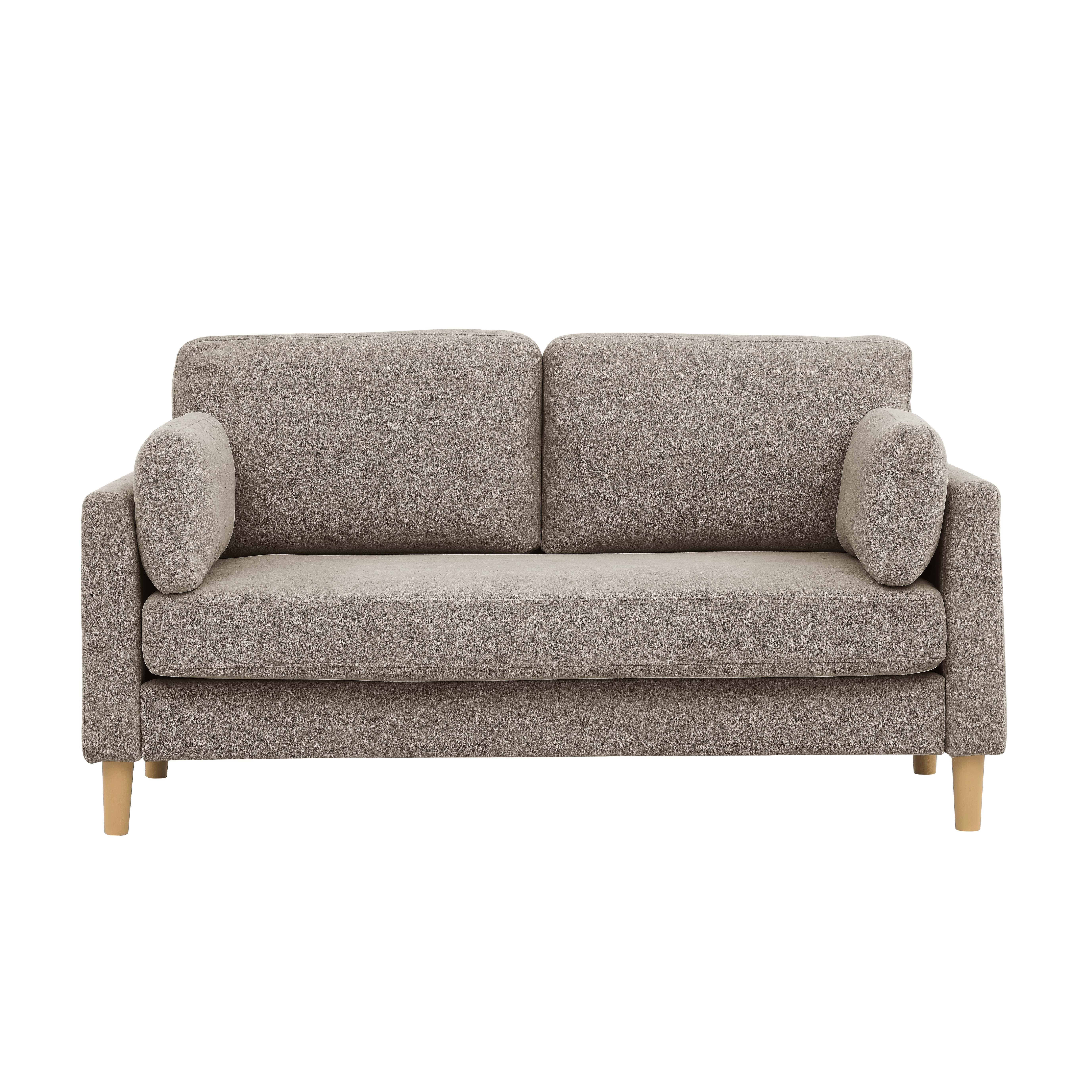 Aukfa 66" Modern Sofa, Minimalist Loveseat for Living Room, 2-Seater Couch w/ Plush Cushions, Khaki