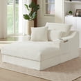 thumbnail image 1 of Aukfa 68" Oversized Chaise Lounge Boneless Couch with 2 Cup Holder&Side Pocket, 3Pillows, Corduroy, White, 1 of 9