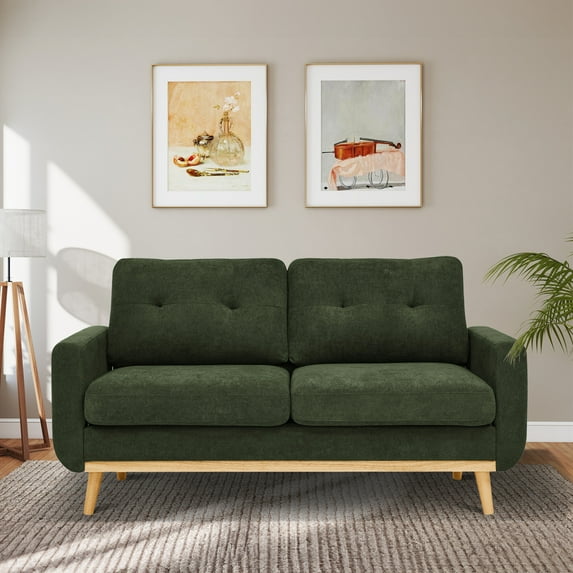 Aukfa 68" Small Sofa Couch Comfy Mid Century Modern Loveseat Sofa for Living Room Bedroom, Green