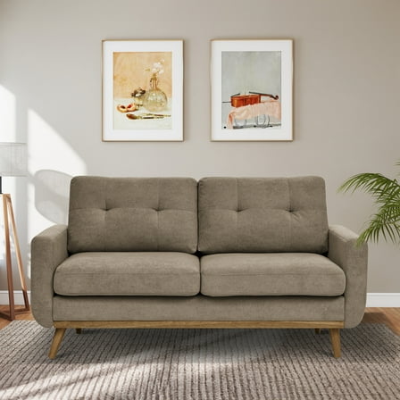 Aukfa 68" Small Sofa Couch Comfy Mid Century Modern Loveseat Sofa for Living Room Bedroom, Khaki