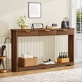 thumbnail image 1 of Aukfa 70.1" Modern Wooden Console Table with Drawers & Shelves, Slim Sofa Side Table for Entryway & Hallway,Walnut, 1 of 8