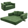 thumbnail image 1 of Aukfa 70.87" Folding Sofa Bed, Convertible Loveseat Sleeper Floor Couch, Sleeping Mattress, Removable Backrest, Green, 1 of 1