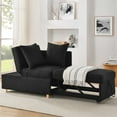 thumbnail image 1 of Aukfa 70" Convertible Chaise Futon Pull Out Sofa Chair Bed, Adjustable Backrest, 2 Pillows, Linen, Black, 1 of 9