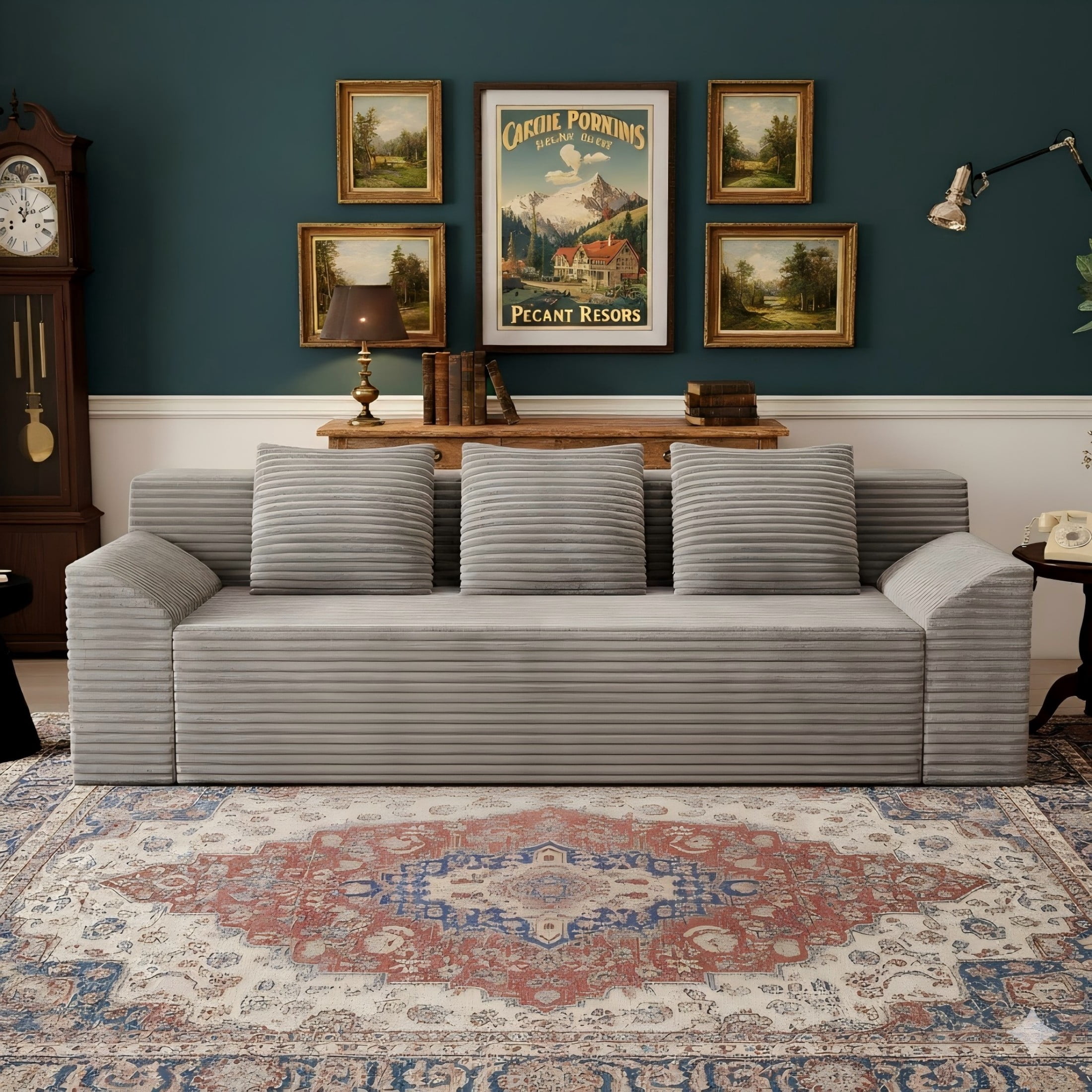 Aukfa 71" 3 Seater Sofa, Corduroy 26" Deep Seat Cloud Couch, No Assembly Boneless Sofa for Living Room, Bedroom, Apartment, Camel