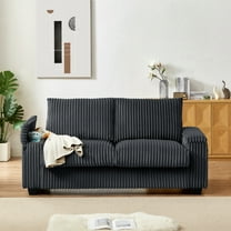 Aukfa 71" Corduroy Loveseat Sofa for Living Room with USB & Hidden Armrest Storage, Black