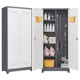 thumbnail image 1 of Aukfa 72" Metal Garage Storage Cabinets, Lockable Broom Closet Storage Cabinet with Shelves for Basement/Office/Laundry Room, White, 1 of 8