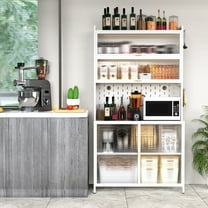 Aukfa 73" Kitchen Pantry Cabinet, Tall Storage Cabinet with Flip Door, Metal Storage Cabinet for Dining Room, Living Room,White