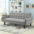 thumbnail image 1 of Aukfa 74" Square Arm Futon Convertible Sofa Bed for Home Office, Button-Tufted Back, Gray, 1 of 10