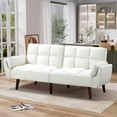 thumbnail image 1 of Aukfa 75" Convertible Futon Sofa Bed, Upholstered Loveseat Couch for Home Office, Beige, 1 of 10