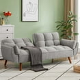 thumbnail image 1 of Aukfa 75" Flared Arm Futon Convertible Sofa Bed, Tufted Sleeper Couch for Home Office, Linen, Gray, 1 of 8