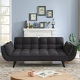 thumbnail image 1 of Aukfa 75" Flared Arm Futon Convertible Sofa Bed, Velvet Sleeper Couch for Home Office, Black, 1 of 10