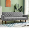 thumbnail image 1 of Aukfa 75" Square Arm Futon Convertible Sofa for Home Office, Button-Tufted Back, Grey, 1 of 10