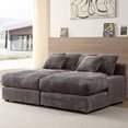 thumbnail image 1 of Aukfa 75" Double Chaise Lounger Oversized Loveseat Sofa for Living Room, 6 Pillows, Corduroy, Gray, 1 of 10