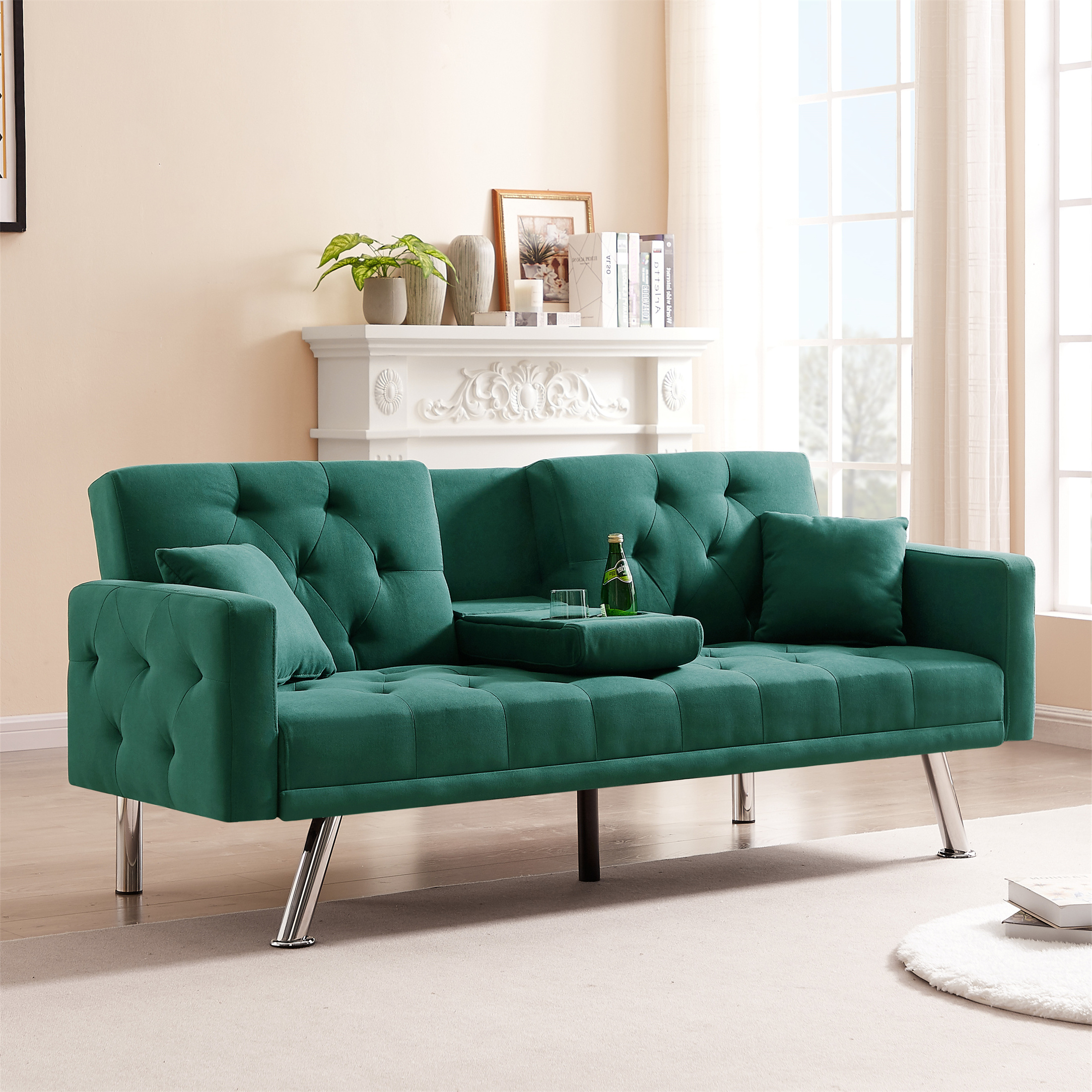 Better Homes and Gardens Stonehaven Wood Arm Futon, Tan