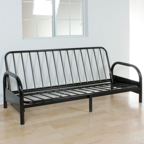 Aukfa 77" Futon Frame Metal Futon Full Size Sofa Bed, Space Save, Black