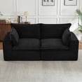 thumbnail image 1 of Aukfa 78.8" Cloud Comfy Sofa, 24" Deep Seat Loveseat Couch, Corduroy Modular Boneless Couch for Living Room, Black, 1 of 8