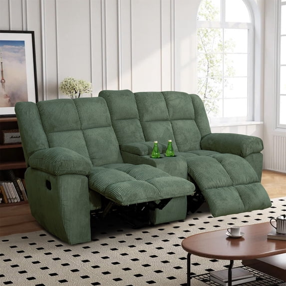 Aukfa 3-Piece Recliner Sofa Set - 78" Loveseat Recliner with w/ Cupholder&Console for Living Room, Green