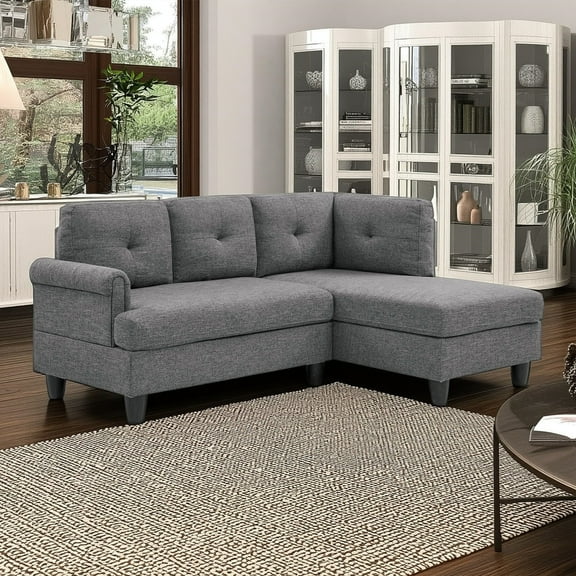 Aukfa 78" L shape Sectional Couch Deep Seat Sofa with Right Chaise for Home Office, Gray