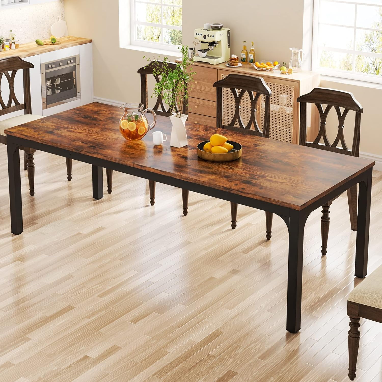 Aukfa 78" Large Dining Table for 6–8, Modern Farmhouse Rectangular ...