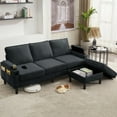 thumbnail image 1 of Aukfa 78" Sectional Sofa with USB Port, Storage Ottoman, Armrest w/ Hidden Storage, Linen, Dark Gray, 1 of 9