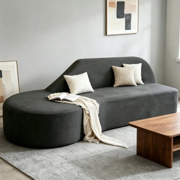 Aukfa 91" Comfy Cloud Sofa 3 Seat Boneless Couch for Living Room, Curved Design, No Assembly, Chenille, Gray
