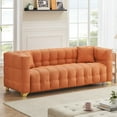 thumbnail image 1 of Aukfa 80" Modern Comfy Sofa, Deep Tufted Couch for Living Room, 2 Pillows, Leathaire, Orange, 1 of 10