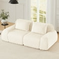 thumbnail image 1 of Aukfa 82" Modern Modular Cloud Sofa, Oversized Flannelette 2-Seater Couch with 29" Deep Seat & Two Pillows, No Assembly, White, 1 of 8