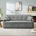 thumbnail image 1 of Aukfa 82" Comfy Sofa 3 Seat Convertible Sofa Bed with 2 Side Pockets for Living Room, 2 Pillows, Linen, Gray, 1 of 7
