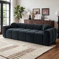 thumbnail image 1 of Aukfa 99" Oversized Cloud Sofa Boneless Couch 4-Seater Tufted Upholstered Sofa for Living Room, 2 Pillows, Corduroy, Black, 1 of 9