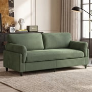 Aukfa 83" Pillow Top Arm Sofa 3 Seat Deep Seat Upholstered Couch for Living Room Bedroom, Corduroy, Green