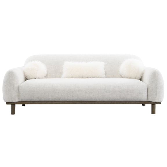 Aukfa 84" Contemporary Sofa, 3 Seater Couch for Living Room, Chenille, White