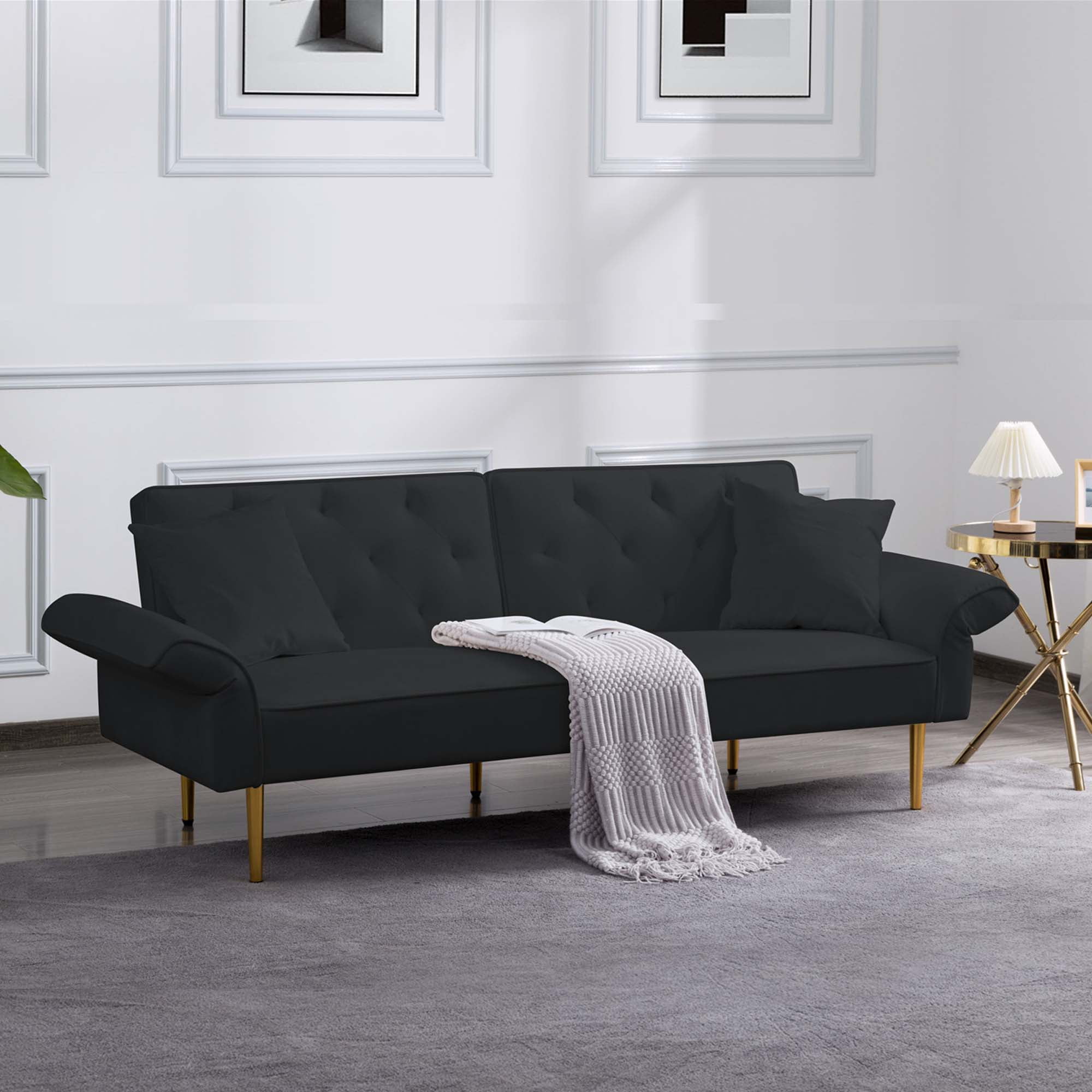 Black sale velvet futon