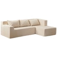 thumbnail image 1 of Aukfa 86.6" Modular Sectional Sofa, Sponge Sleeper Sofa Couch, L-Shape Free Combination Sofa Set with 3 Pillows, Beige, 1 of 8